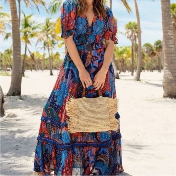 Farm Rio Puff Sleeve Maxi Dress - Picture 1 of 12
